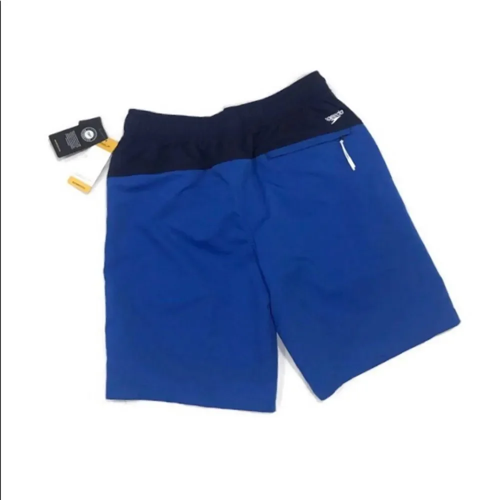 SPEEDO men’s Swim Trunks Shorts UV 50+ Blue Waist Sz S NWT!